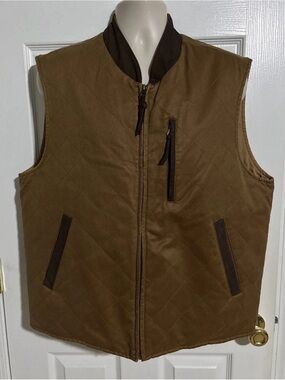 Madison Creek Kennesaw Vest Mens L Brown Concealed Carry Leather Trim Full Zip